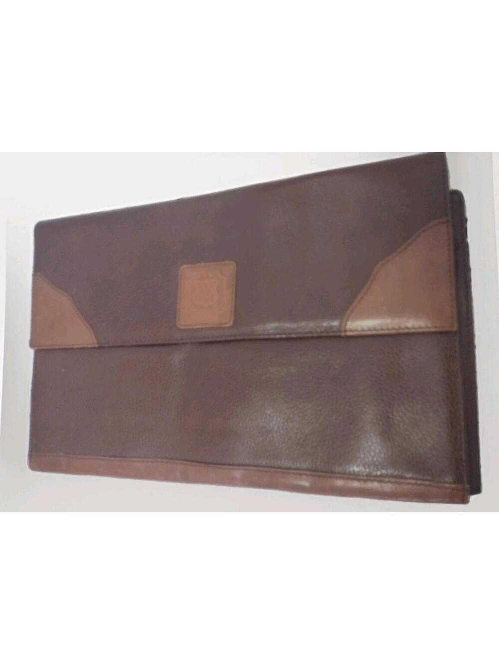 VTG 70s AKA Sorority Leather Folio Portfolio Embossed Shield Brown Document Case